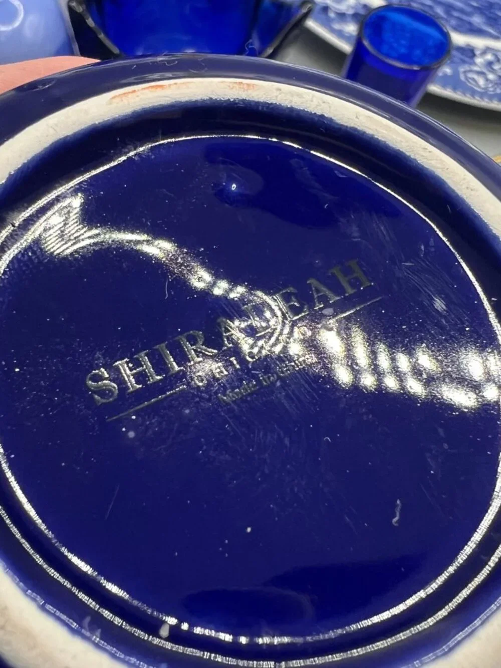 Delft Blue Glass Plate Ceramic Bell Basket Kenmore Lot of 8 items MCM